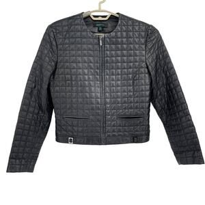 Siena Studio womens Quilted Leather Jacket Black Size Medium